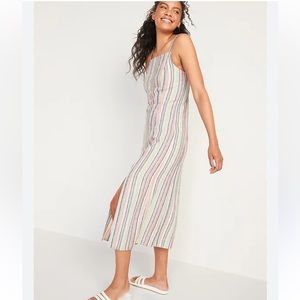 Old Navy dress Women's XS sleeveless striped linen rayon smocked back sundress